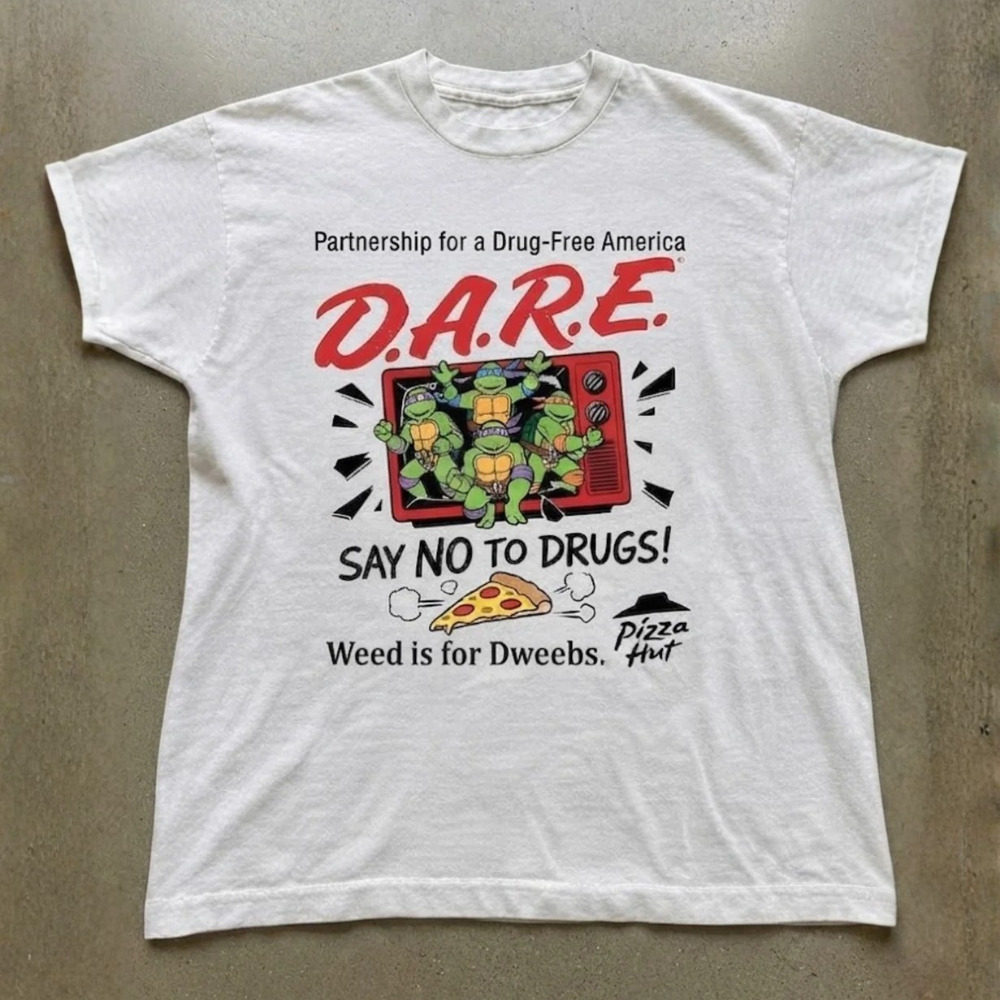 Teenage Mutant Ninja Turtles D.A.R.E. Say No to Drugs Pizza Hut Vintage T-Shirt